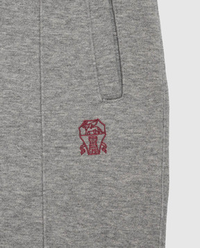 Brunello Cucinelli Kids' grey joggers with embroidered logo BM831E359C