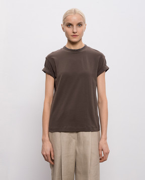 Brunello Cucinelli Brown top with monil chain M0T18BD200