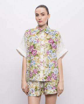 Christy Lynn Rosa white printed linen shirt CLB356F55