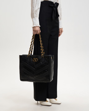Valentino Black leather tote bag Laseine 8W2B0T12PSN