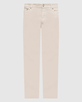 Brunello Cucinelli Beige jeans with logo patch M277PD3210