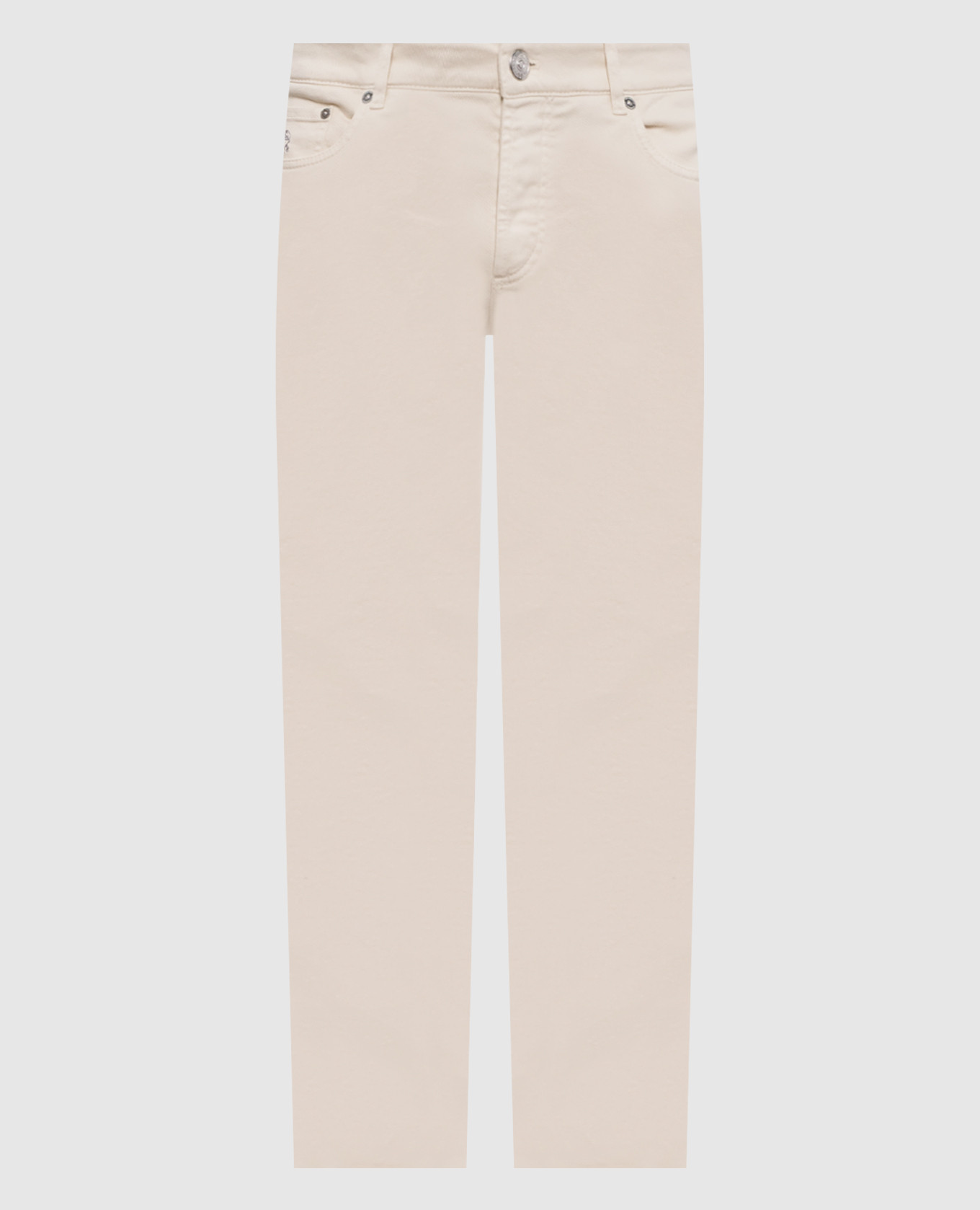 Beige jeans with logo patch