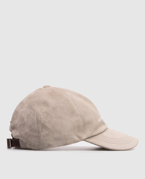 Brunello Cucinelli Khaki suede cap with logo embroidery MPCLF9850