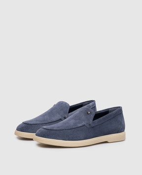 Stefano Ricci Blue suede loafers with emblem UC62G2318SDP