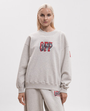 Off-White Beige melange sweatshirt with logo print 2FE00513T