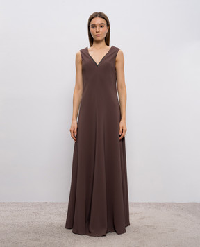 Brunello Cucinelli Brown maxi dress with silk MA029A5450
