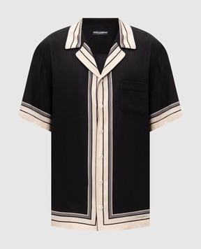Dolce&Gabbana Black silk shirt with contrast trim G5LH3THI11T