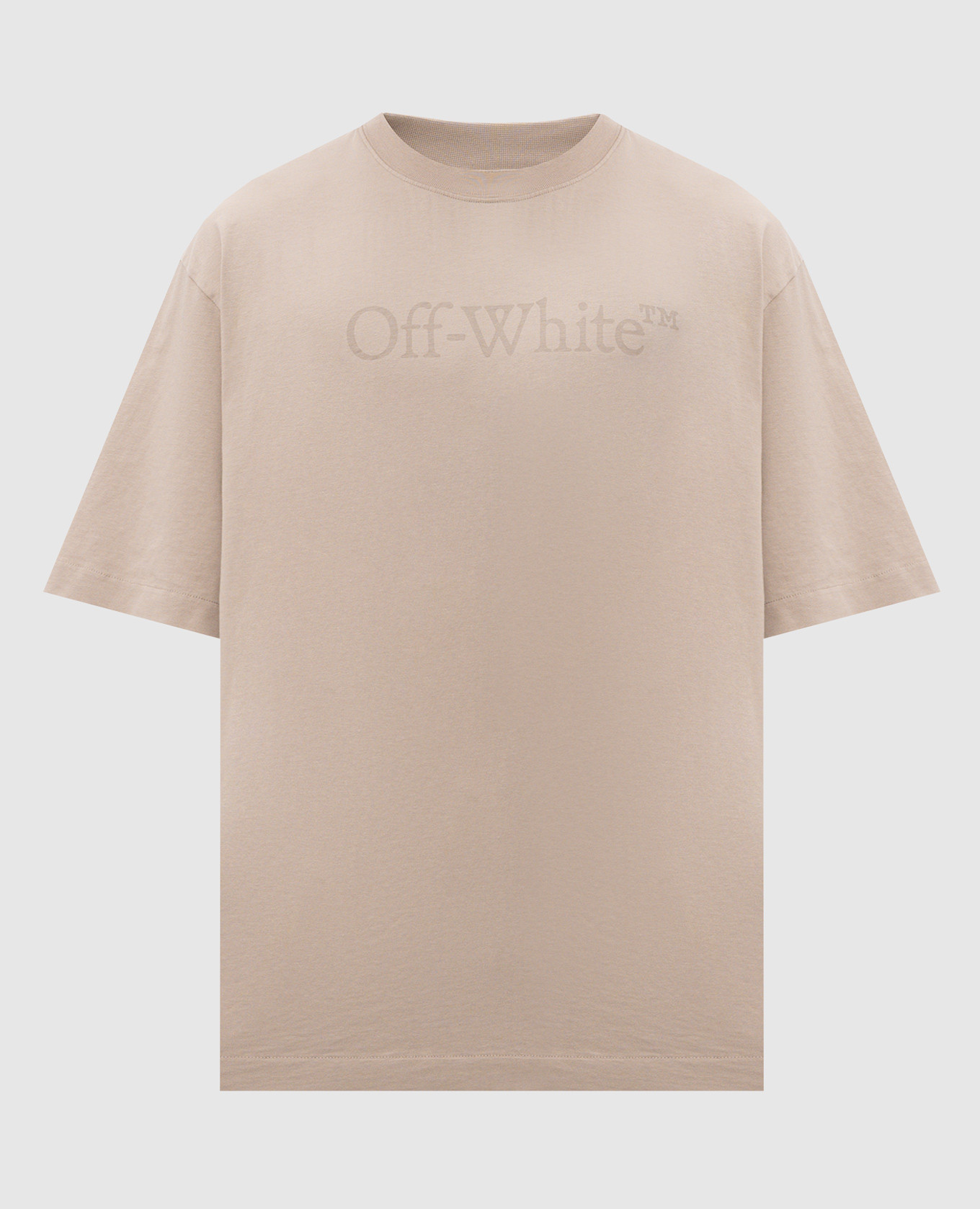 Beige T-shirt with logo print