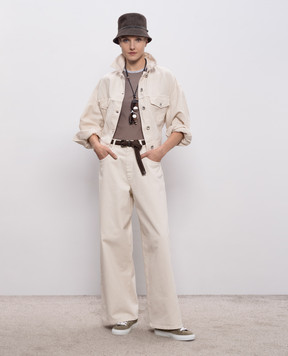 Brunello Cucinelli Ivory jeans with logo patch M0H81P4075