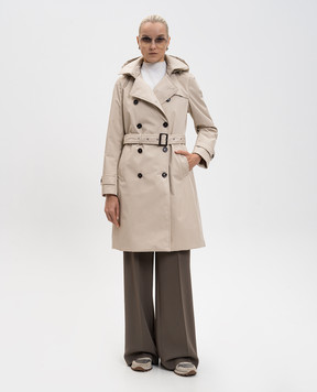 MooRER Beige down double-breasted ROLITA raincoat with silk ROLITAJSE1
