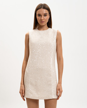 Twinset Beige tweed mini dress with sequins 261TP2622
