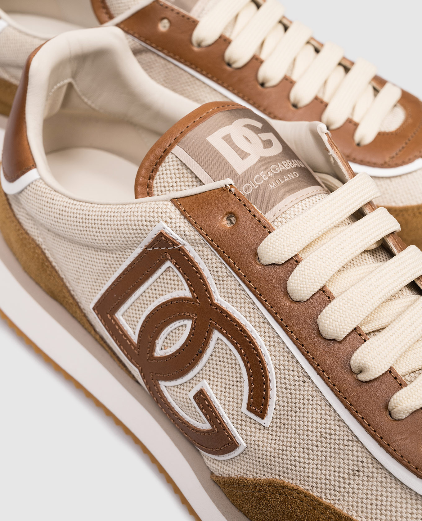 Beige combination sneakers with monogram patch Dolce&Gabbana 5