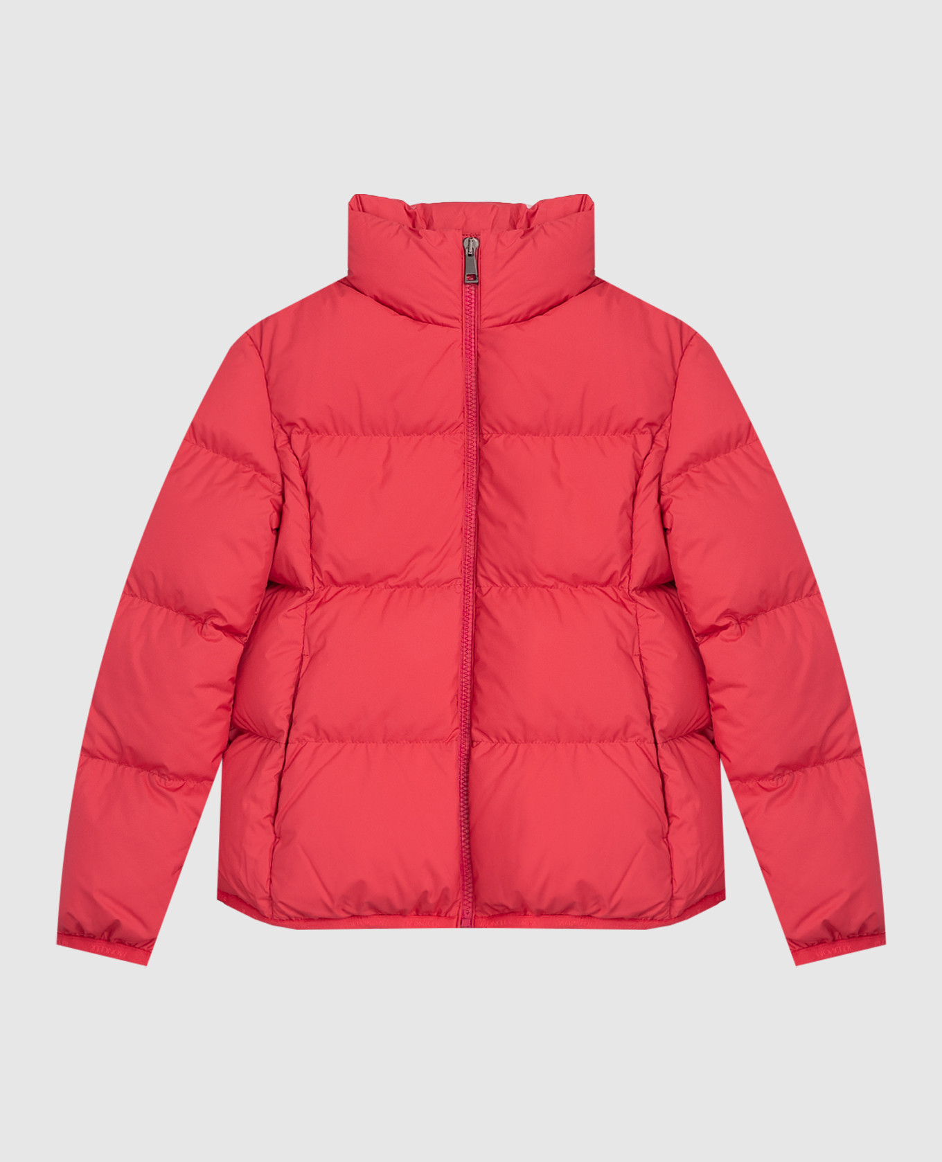 Children's pink down jacket with logo patch