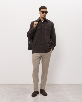 ISAIA Brown checkered shirt OSH01798158