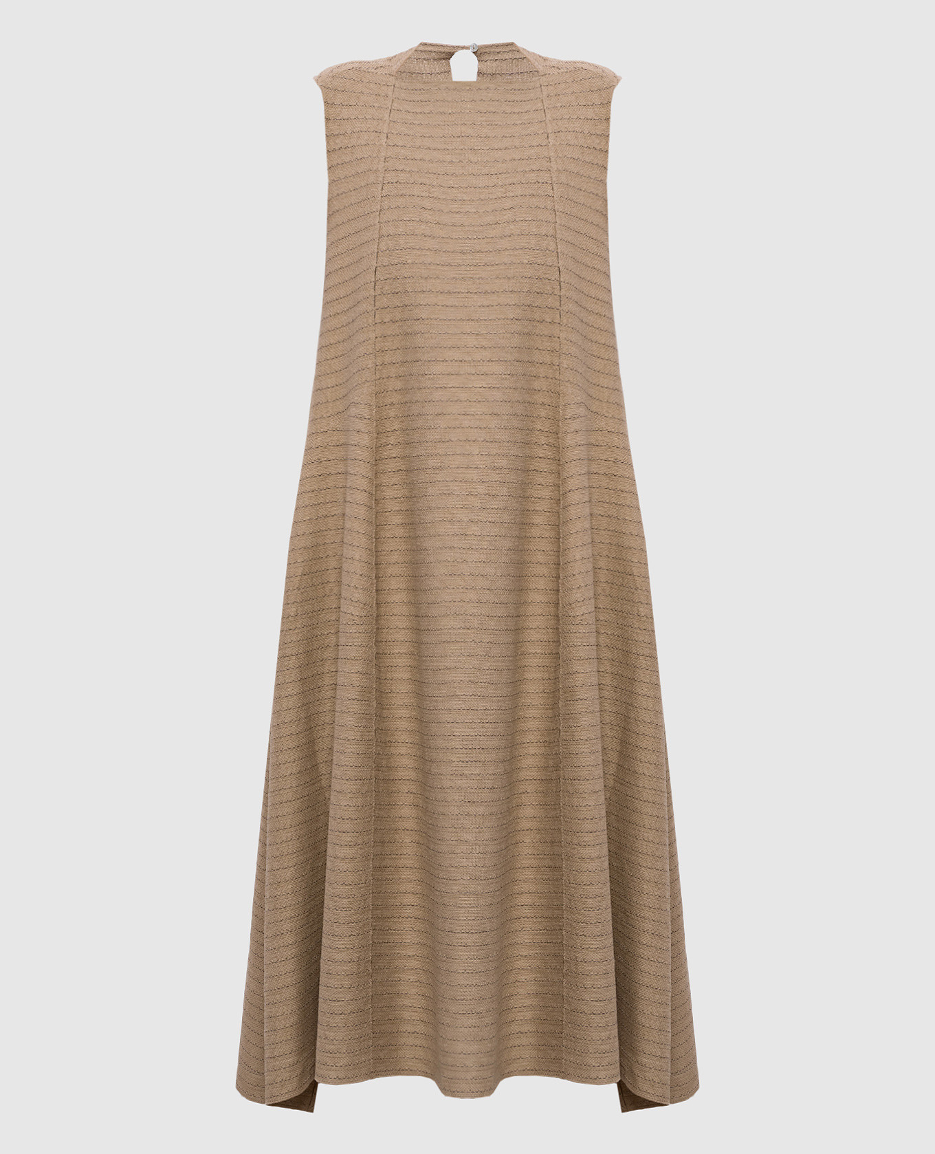 Brown silk and linen midi dress