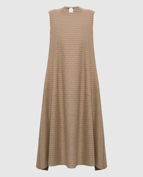 BOBOUTIC Brown silk and linen midi dress 5022