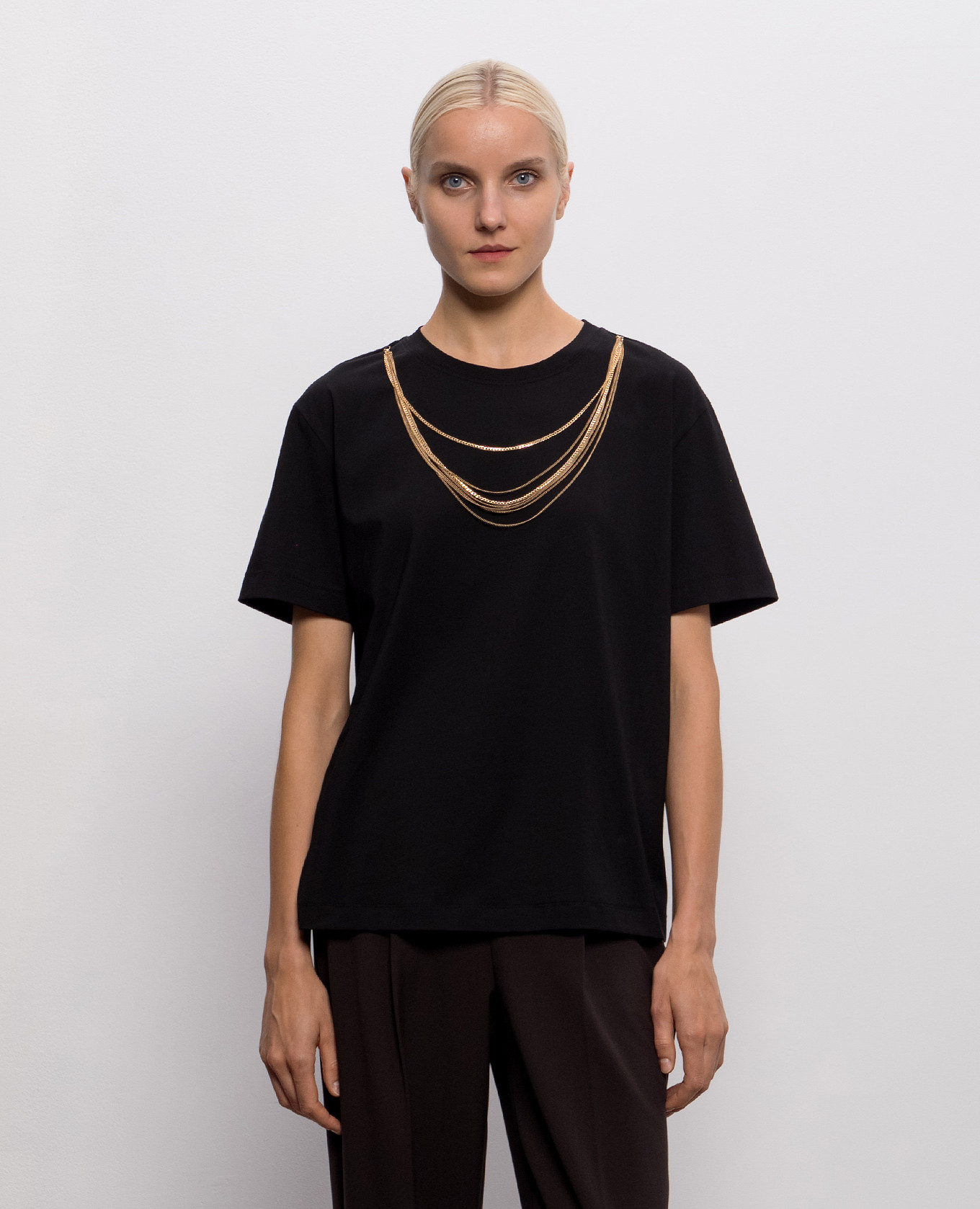 Black T-shirt with chains Twinset 3