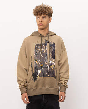 Off-White Inked Mercy khaki hoodies 44MBB085F26F00Q