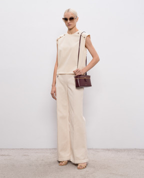 Twinset Beige flared jeans with logo patch 261TP211A