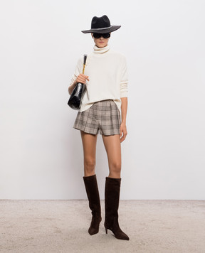 Twinset Beige checked wool shorts 262TP2743