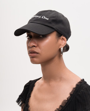 Ann Demeulemeester Black cap with contrasting embroidered lettering B0014152FA709