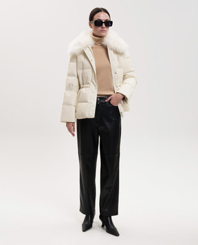 Yves Salomon Army Ivory down jacket with fur 27WFV03670U04W