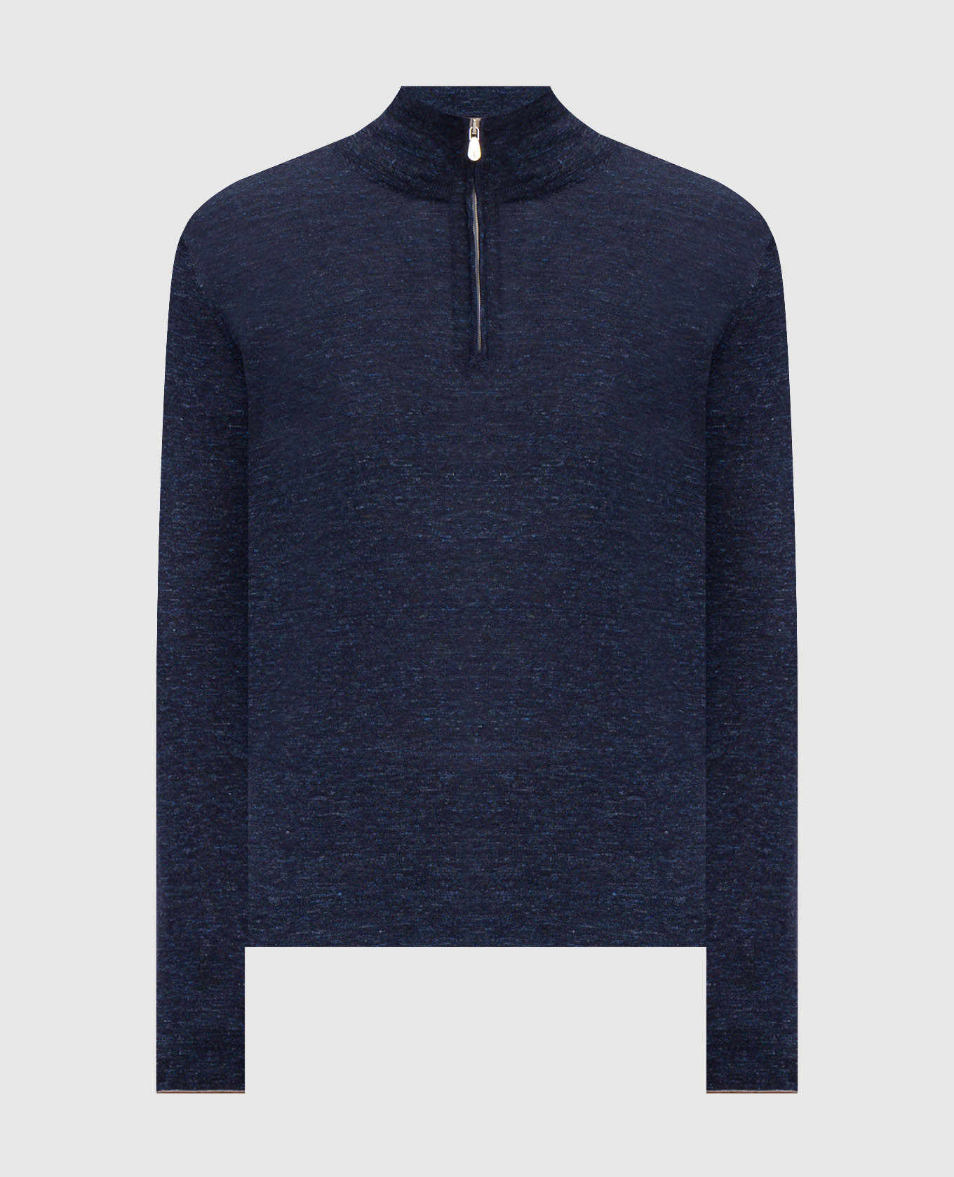 Blue melange cashmere, silk and linen jumper
