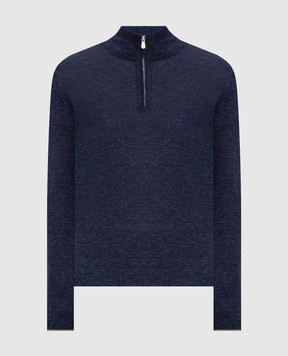 Brunello Cucinelli Blue melange cashmere, silk and linen jumper MSY00124