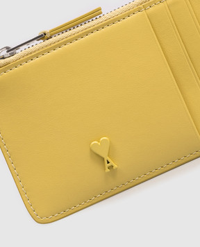Ami Paris Yellow leather cardholder with emblem USL703AL0138