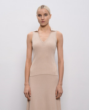 Agnona Beige ribbed top with silk KT110207Q180P