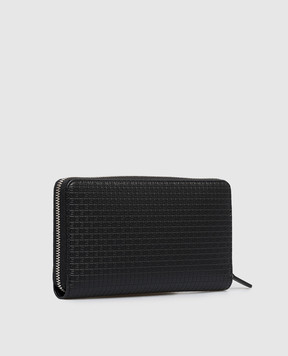 Serapian Black leather wallet with logo print SRSTSMSL736919AB06