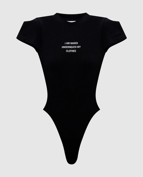 Vetements Black bodysuit with a print of the inscription WH27BO172B