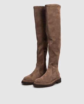 Brunello Cucinelli Brown suede over-the-knee boots MZSFG3116