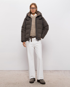 Brunello Cucinelli Brown quilted down jacket with monil chain MH5257216