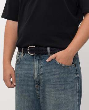 Orciani Blue suede Plot belt with weaving U08318SUP