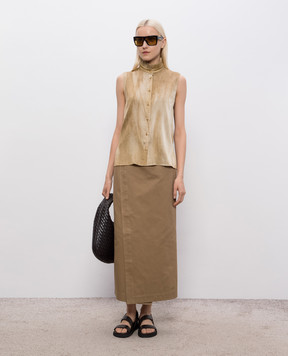 UMA WANG Brown sleeveless silk blouse UW1049