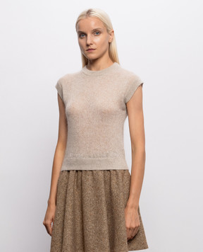 Brunello Cucinelli Beige knitted top with wool MBG775530