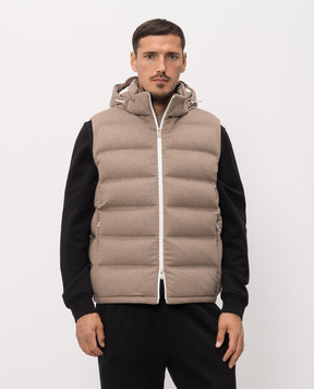 Brunello Cucinelli Brown down vest made of wool MQ4631608