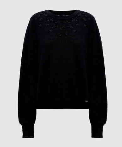 Pull en cachemire noir et soie
