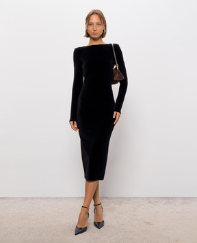 Balmain Black velour dress with an open back HF1RR021JM26