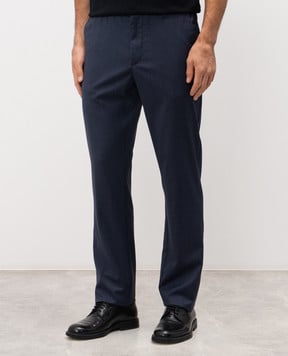Stefano Ricci Blue wool pants with logo M8T61B0020T7750