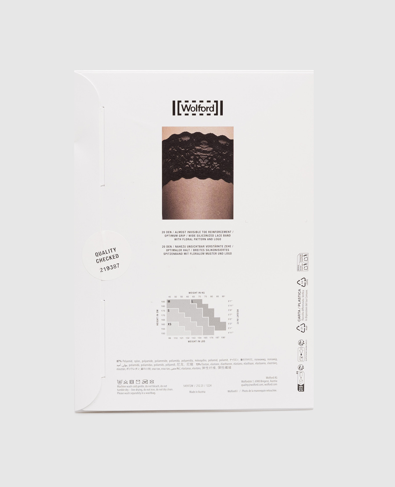 

Beige stockings 20 den Satin touch with lace Wolford