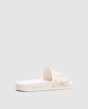 Stefano Ricci Ivory sliders with monogram logo print UG31G747GMSR