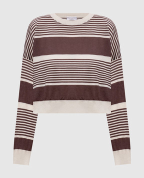 Brunello Cucinelli Beige cashmere and silk striped jumper M41855310P