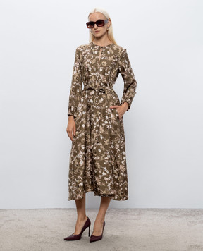 Max Mara COCCOLE dress in khaki silk MXMCOCCOLE