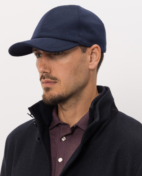 Stefano Ricci Blue cashmere cap with monogram embroidery MCV63NV11FC0001T