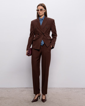 Brunello Cucinelli Brown double-breasted wool jacket MG5537243P
