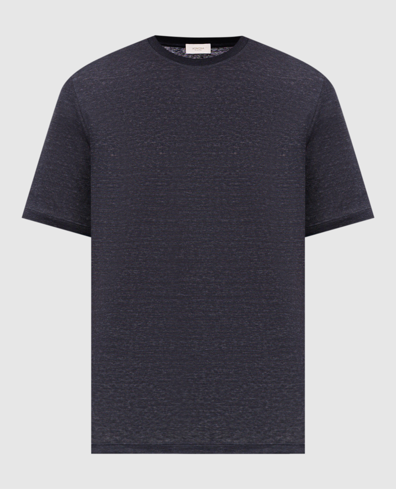 Blue linen T-shirt with logo embroidery