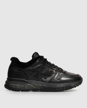 Premiata Mick black leather sneakers with fur MICK1453NM