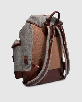 Brunello Cucinelli Gray wool and cashmere backpack MBPABU444